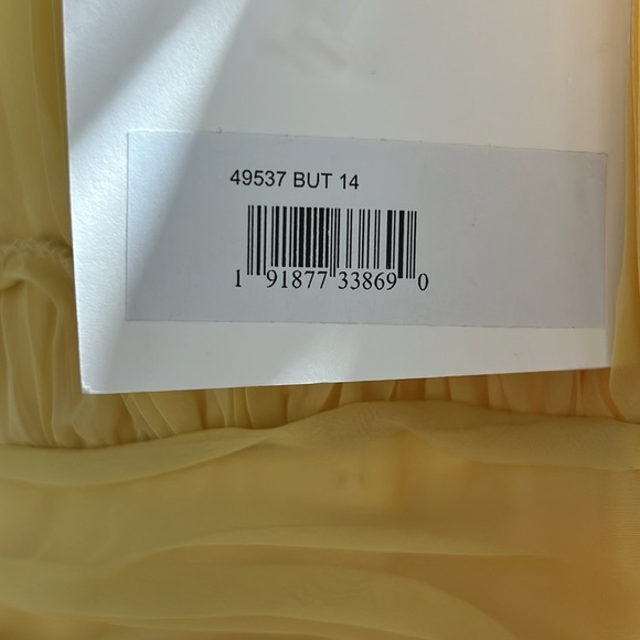 Mac Duggal 49537 NWT Butter Yellow Pleated Tiered Ruffled Strapless Gown - Picture 8 of 8